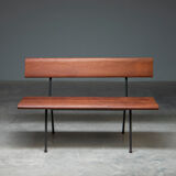 Solid teak bench, Netherlands, 1950s