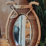 Miroir Forme collier cheval corde de chanvre