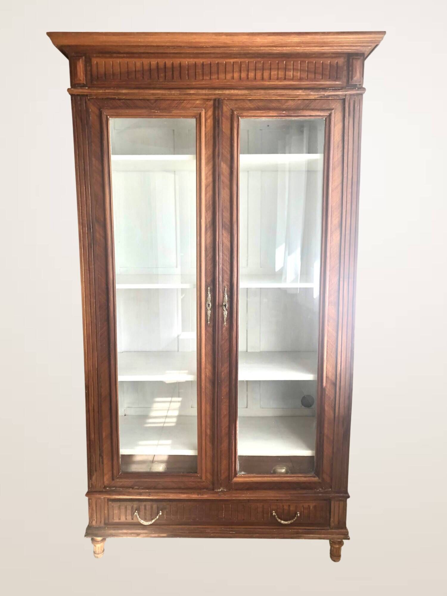 Display cabinet, dresser, antique wooden bookshelf.