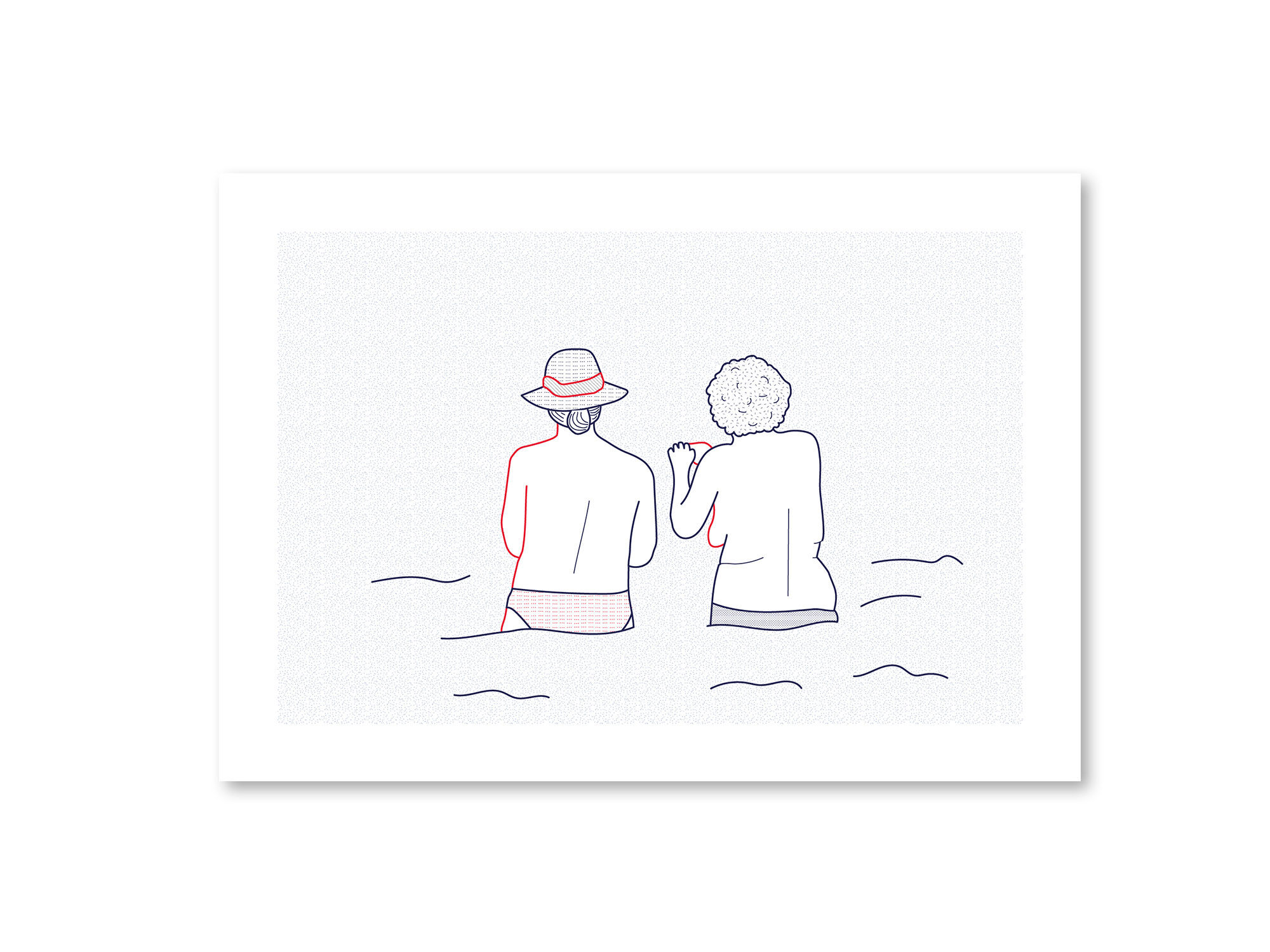 Illustration A4 naiade no. 7/8 bretagne baigneuse mer