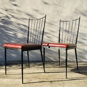 Paire de chaises vintage 1950 assises cuir