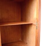 Solid wood confiturier, marquetry door, and marble top, 40x42x80cm.