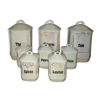 Lot de 8 pots à épices vintage