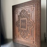 Antique  1881 Carved on solid wood Panel  Relief
