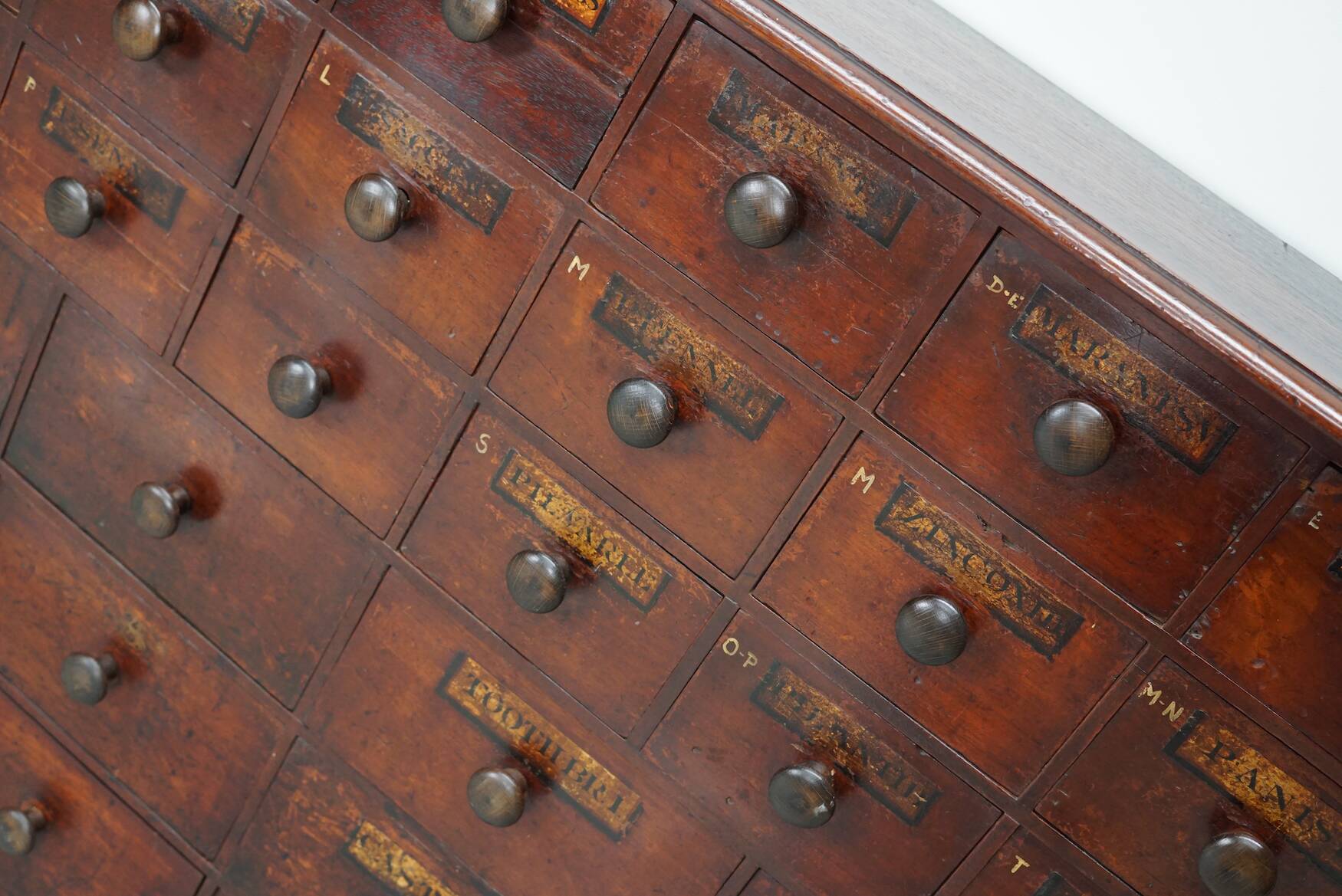 Antique Hardwood Apothecary Cabinet / Bank of Drawers, England, 19th Centur
