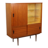Large teak veneer display cabinet, 1960s design, 110 cm.