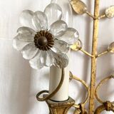 Murano glass flower and foliage wall light Baguès