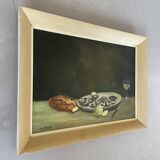 Still life, oil on panel signed