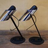 Pair of vintage chrome metal lamps