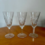 Set of three Reims crystal flutes 1950