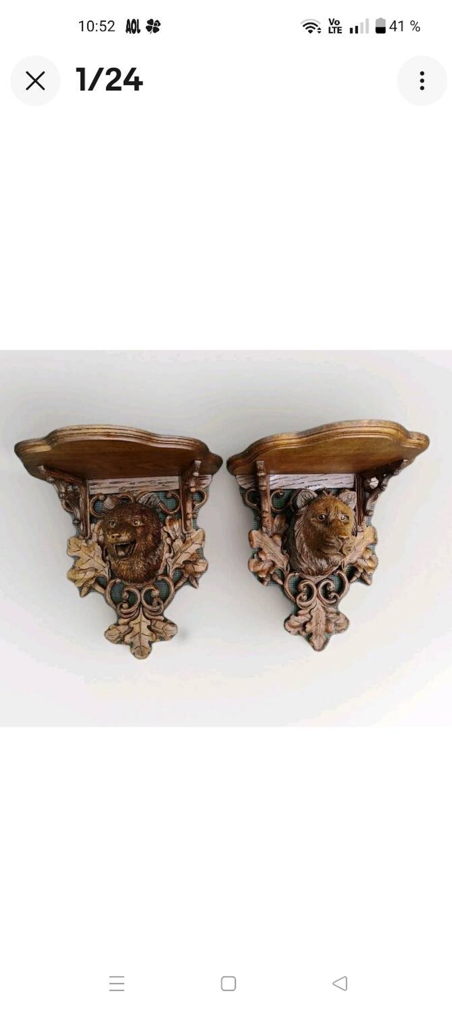 2 magnificent consoles/shelves in carved wood "FROM THE BLACK FOREST"