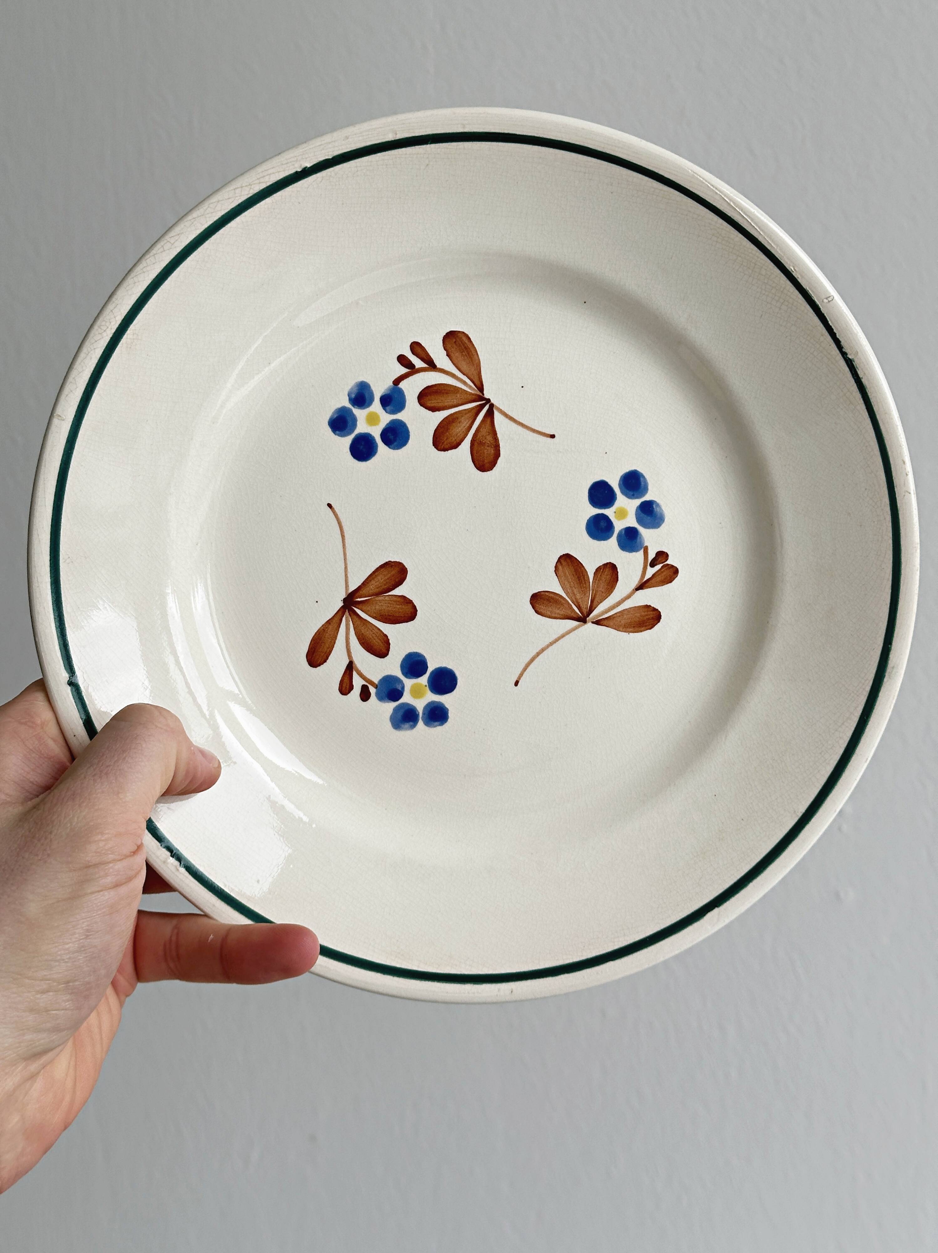 vintage flower plates set of 2