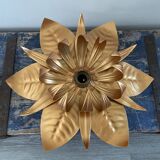 Ceiling lamp flower leaf gilded metal