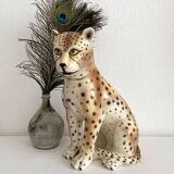Vintage Italian Ceramic Leopard Statue