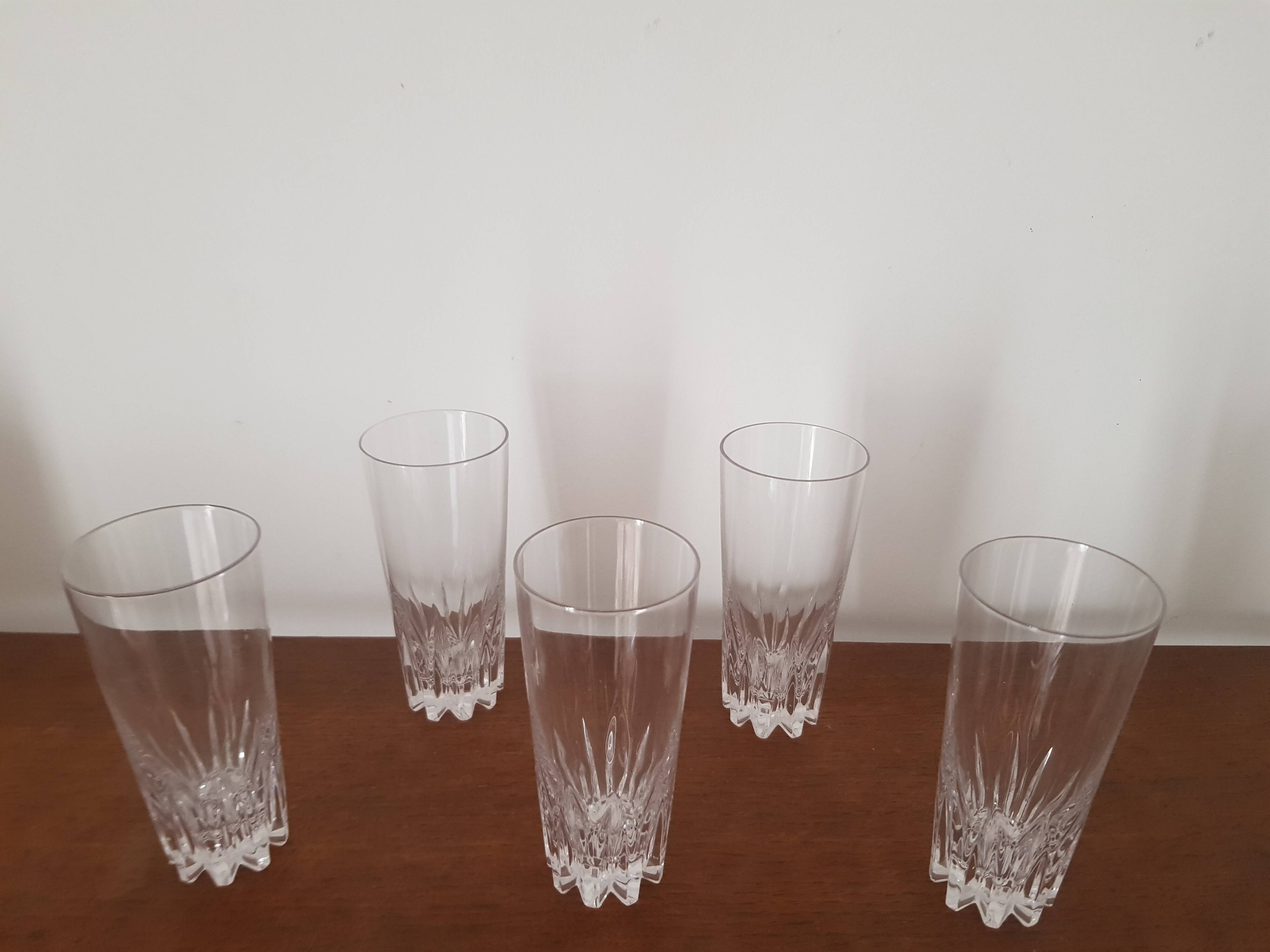 Set of 5 crystal orangeade glasses