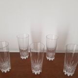 Set of 5 crystal orangeade glasses