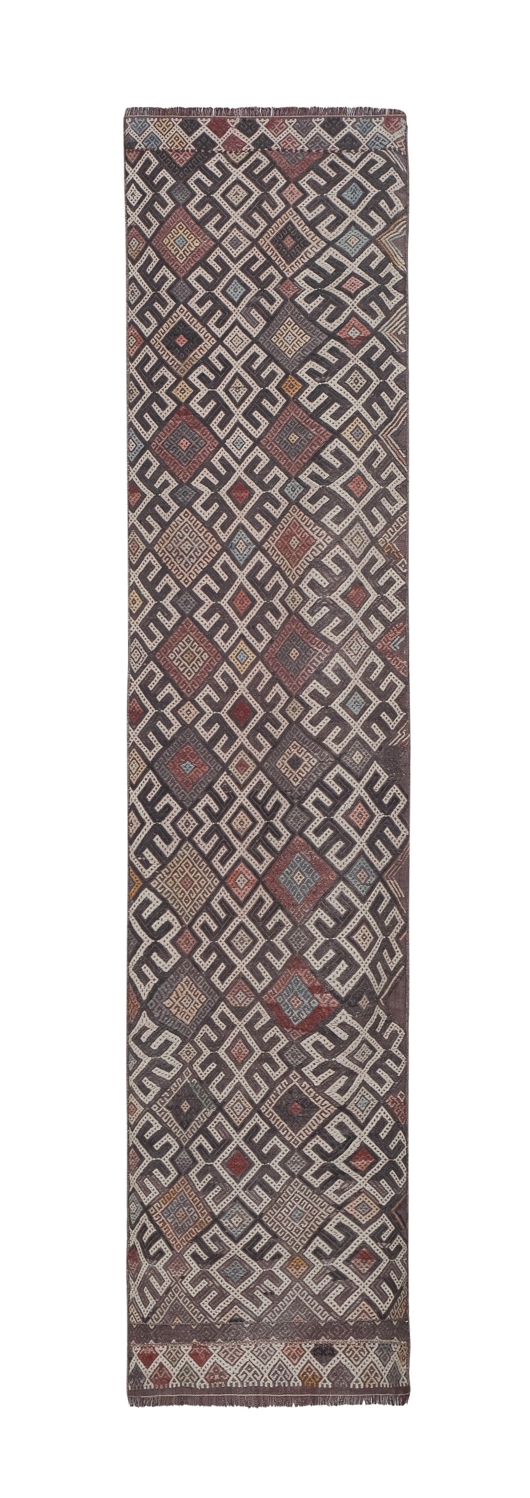 Vintage Turkish rug from Oushak, handwoven 64x275 cm