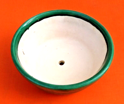 Céramique vernissée cache-pot vert années 1950