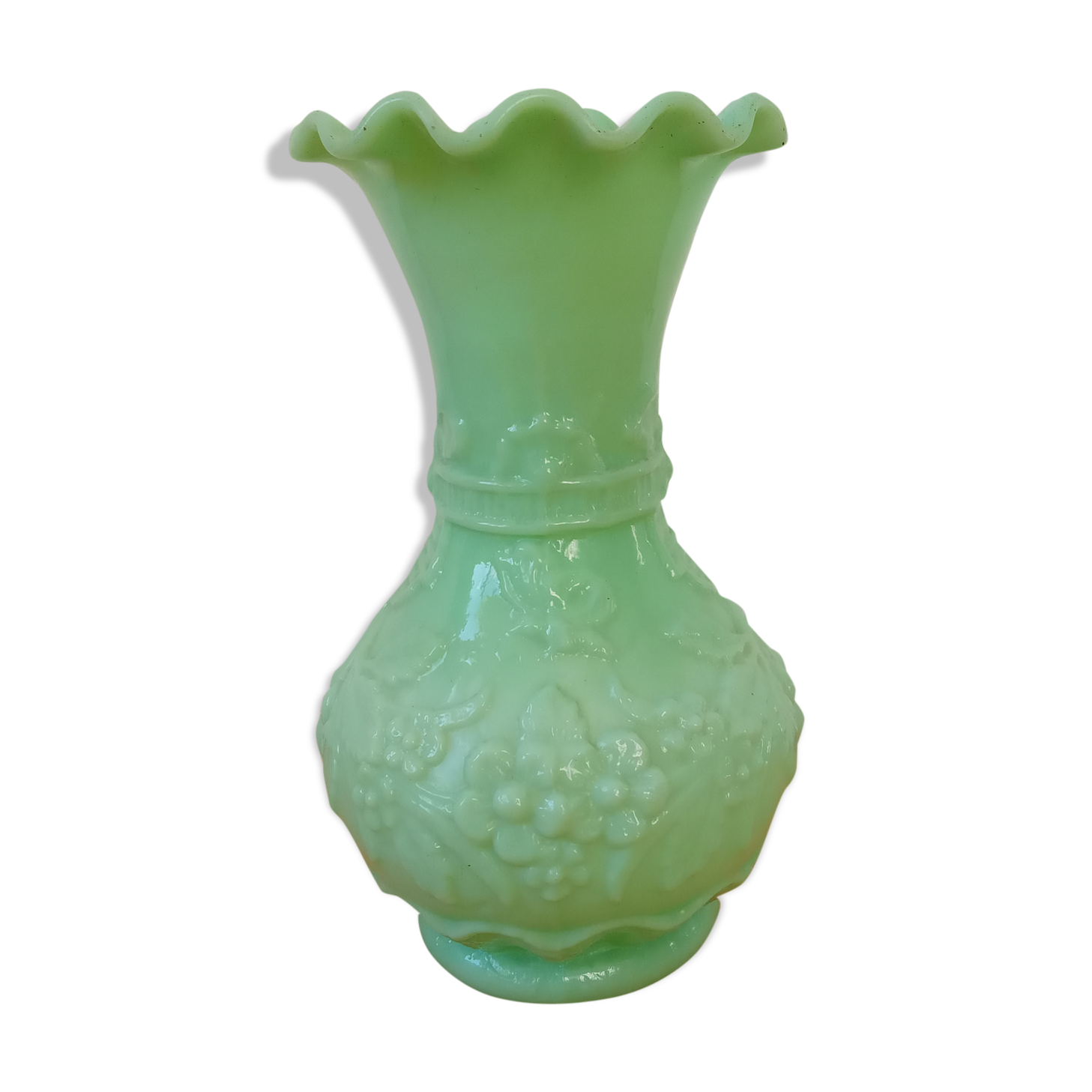 Green opaline vase