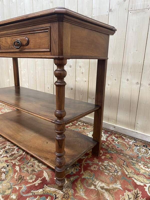 Console époque Napoléon III en noyer et marbre blanc