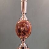 Large marble and chrome metal table lamp base from the 70s