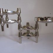 Set de bougeoirs modulaires Bmf édition argent conçus par Fritz Nagel & Ceasar Stoffi
