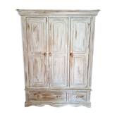 Wardrobe wardrobe 3 doors cerused gray pastel green