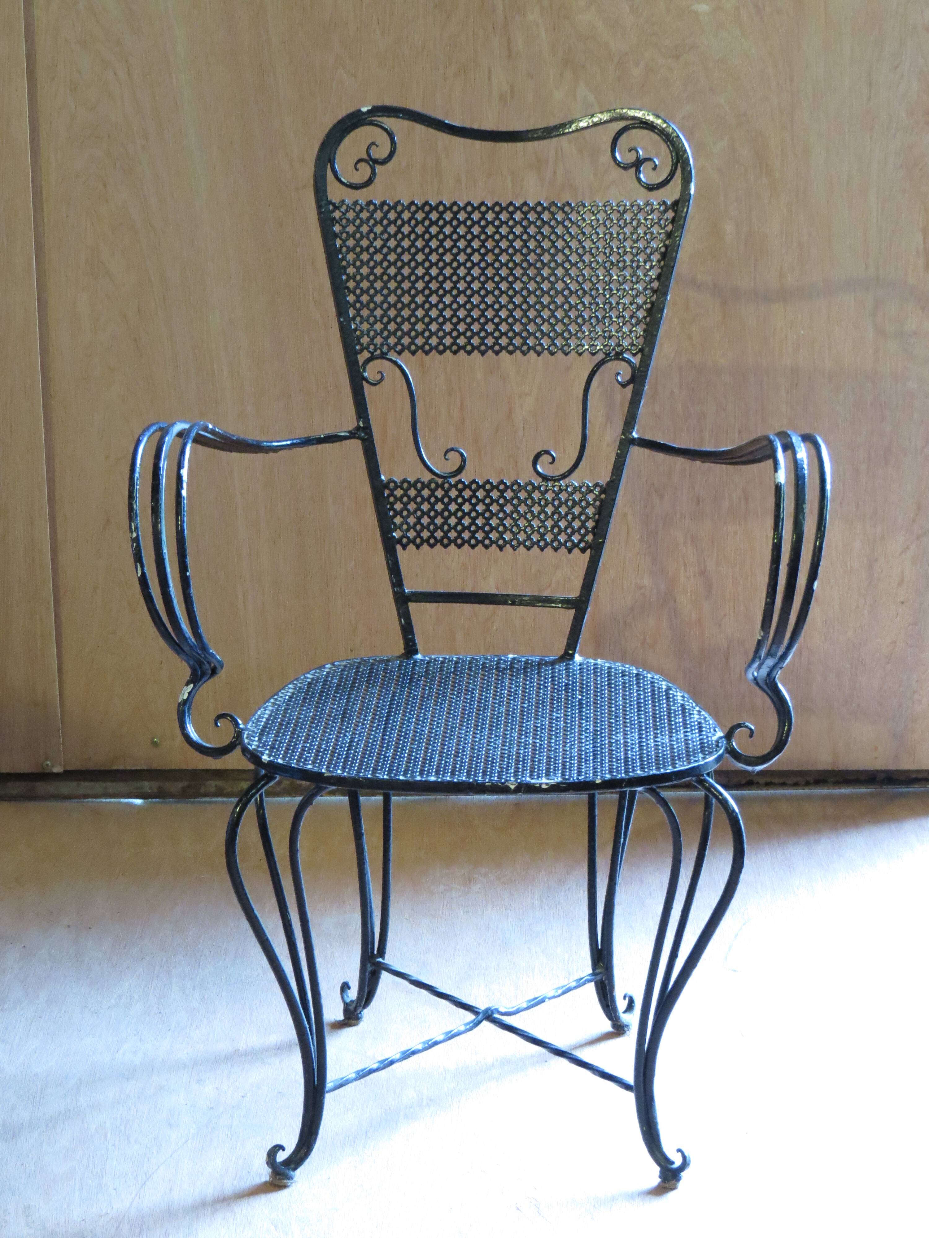 Black lacquered 1900 style wrought iron armchair