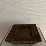 Square ashtray vintage carved wood