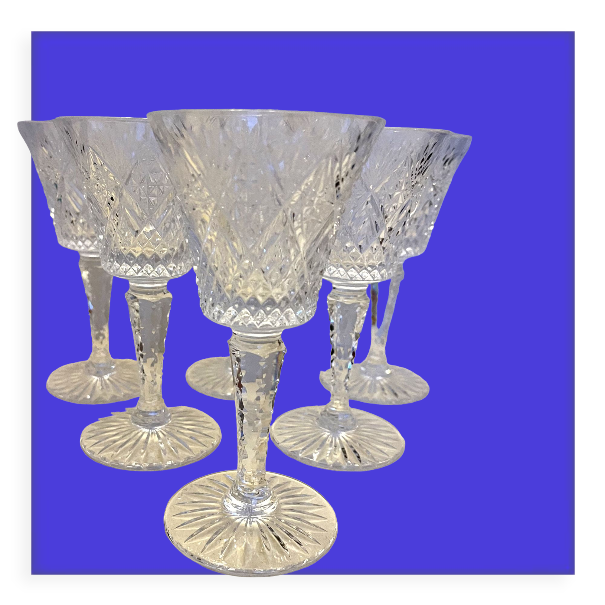 6 verres à eau en cristal taillé