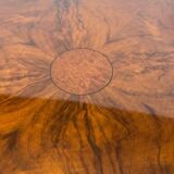 Round Biedermeier Sewing Table in Walnut with Ebonized Legs, South Germany, 1825