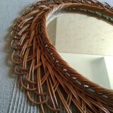 Oval rattan mirror 60s