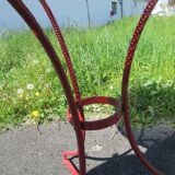 Antique wrought iron gueridon repainted in burgundy red.