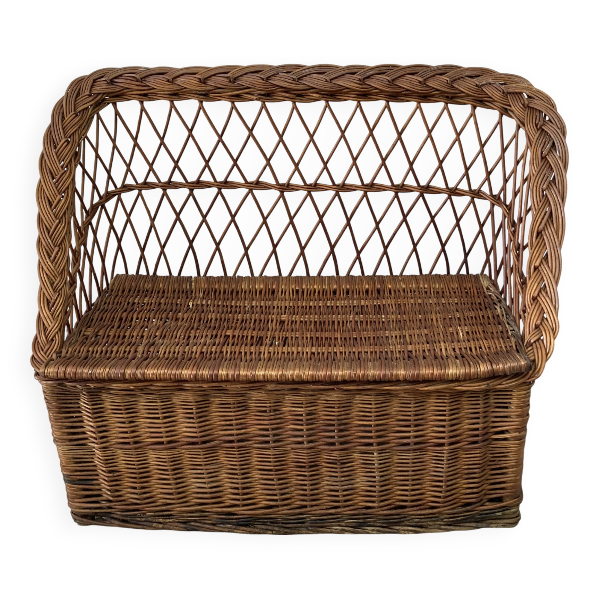Coffre/banc en osier vintage