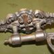 Pair of antique wall sconces in gilded bronze.