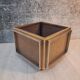Planter, vintage storage with lightweight wheels, straw, brass and steel, hollywood regency