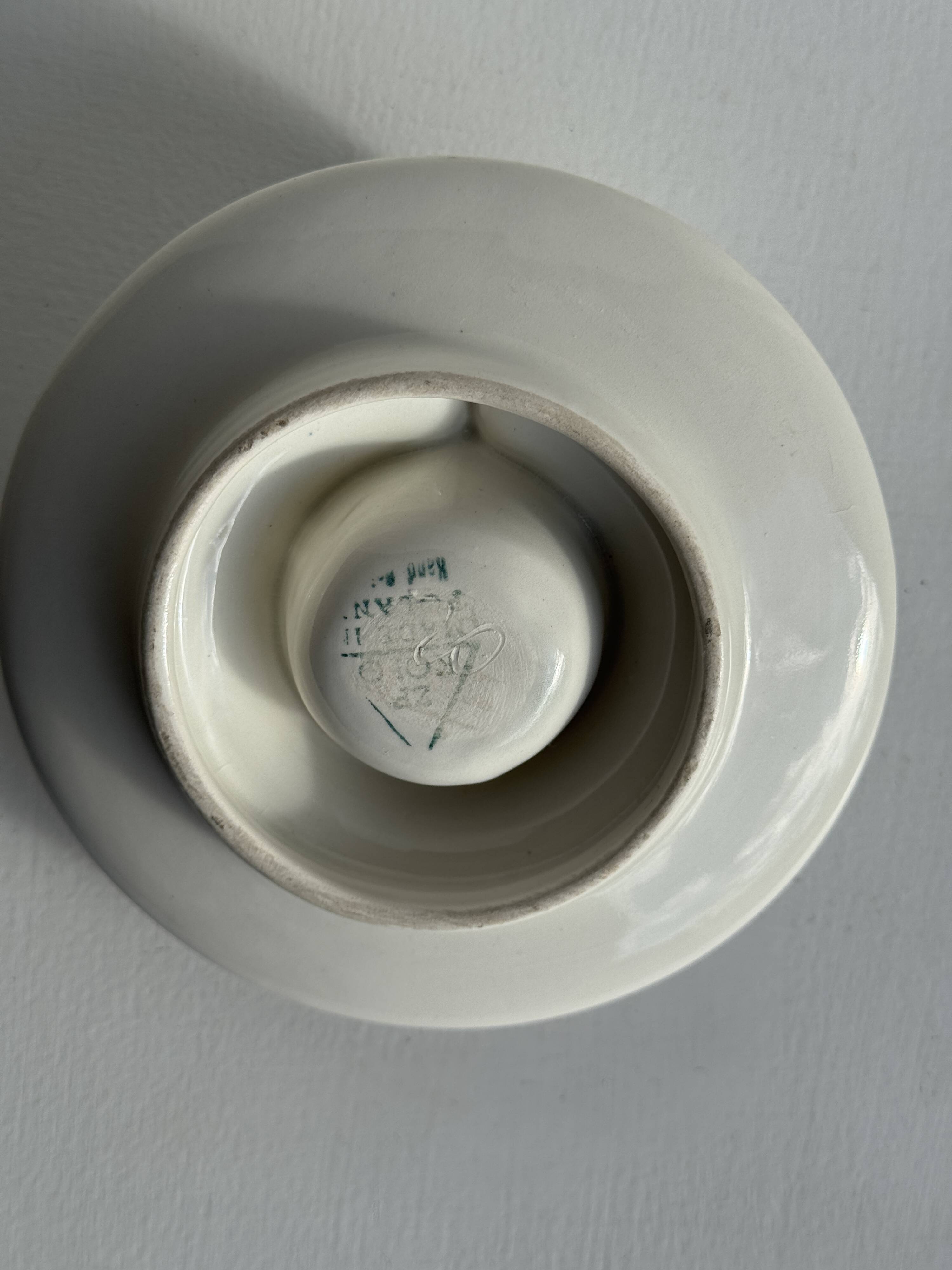 Vintage blue and white hand-held egg cup Poland D13