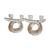 Pair of vintage Art Vannes crystal candlesticks – seventies design