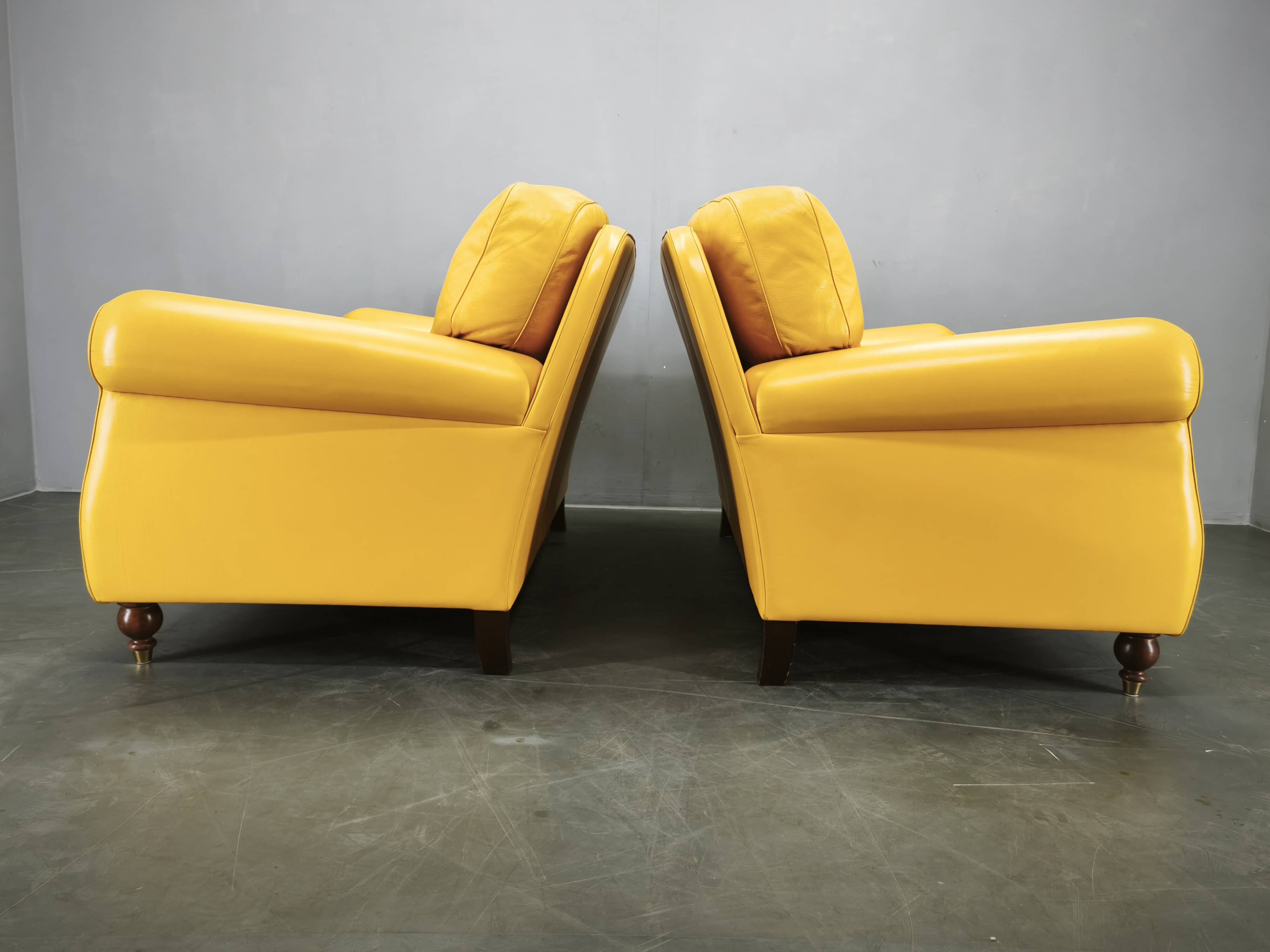 Pair of Poltrona Frau George Leather Sofas, Italy, 1992