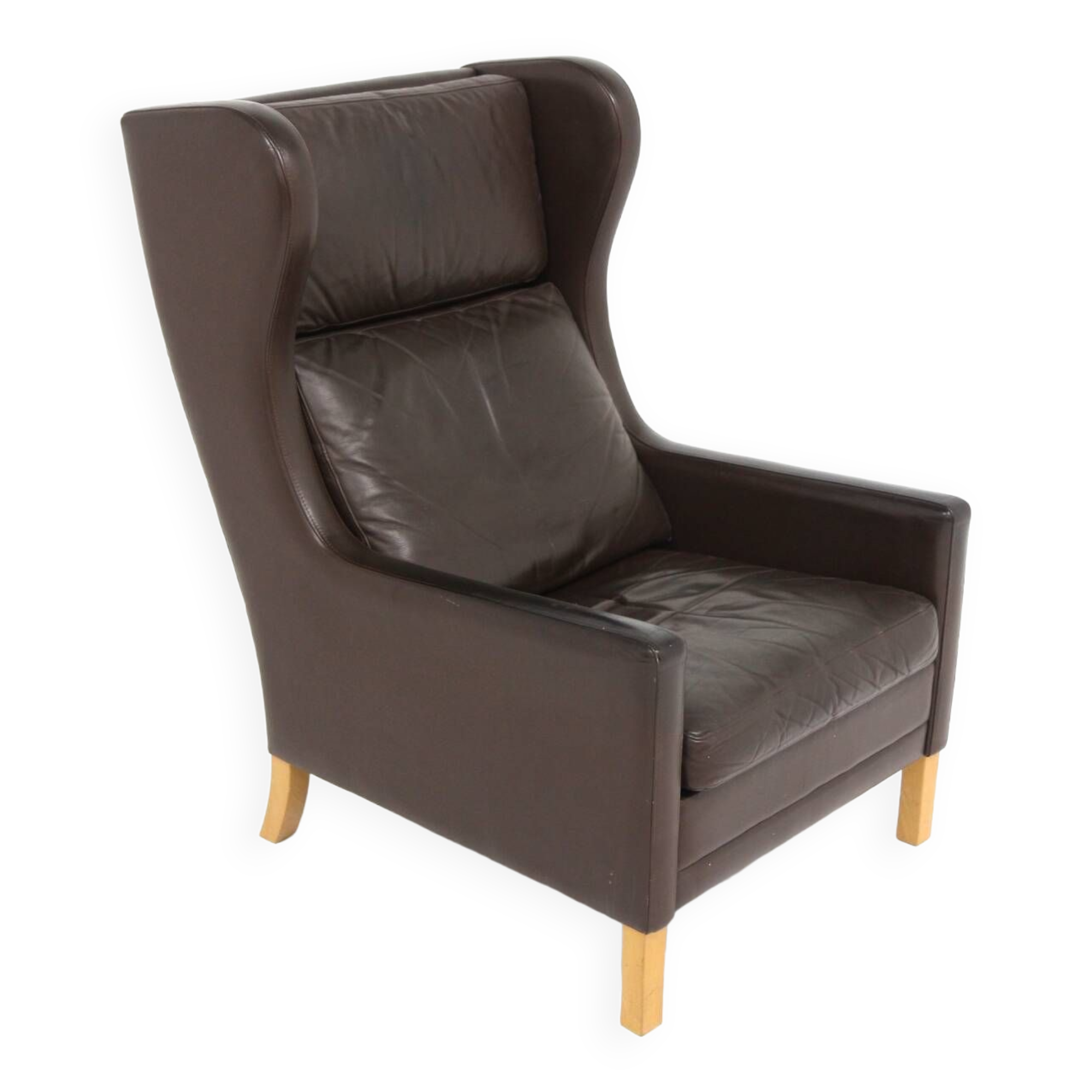 Fauteuil scandinave en cuir, Danemark, 1960