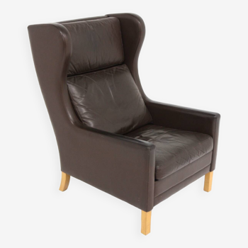 Fauteuil scandinave en cuir, Danemark, 1960