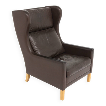Fauteuil scandinave en cuir, Danemark, 1960