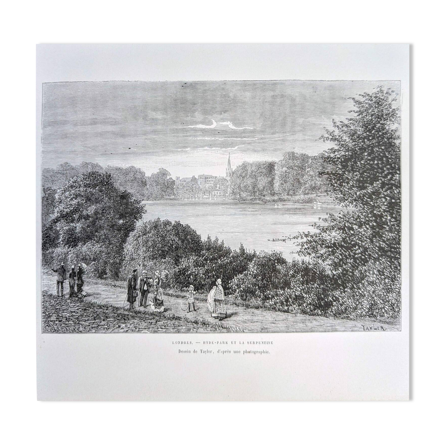 Hyde Park, London, printed illustration from 1879.