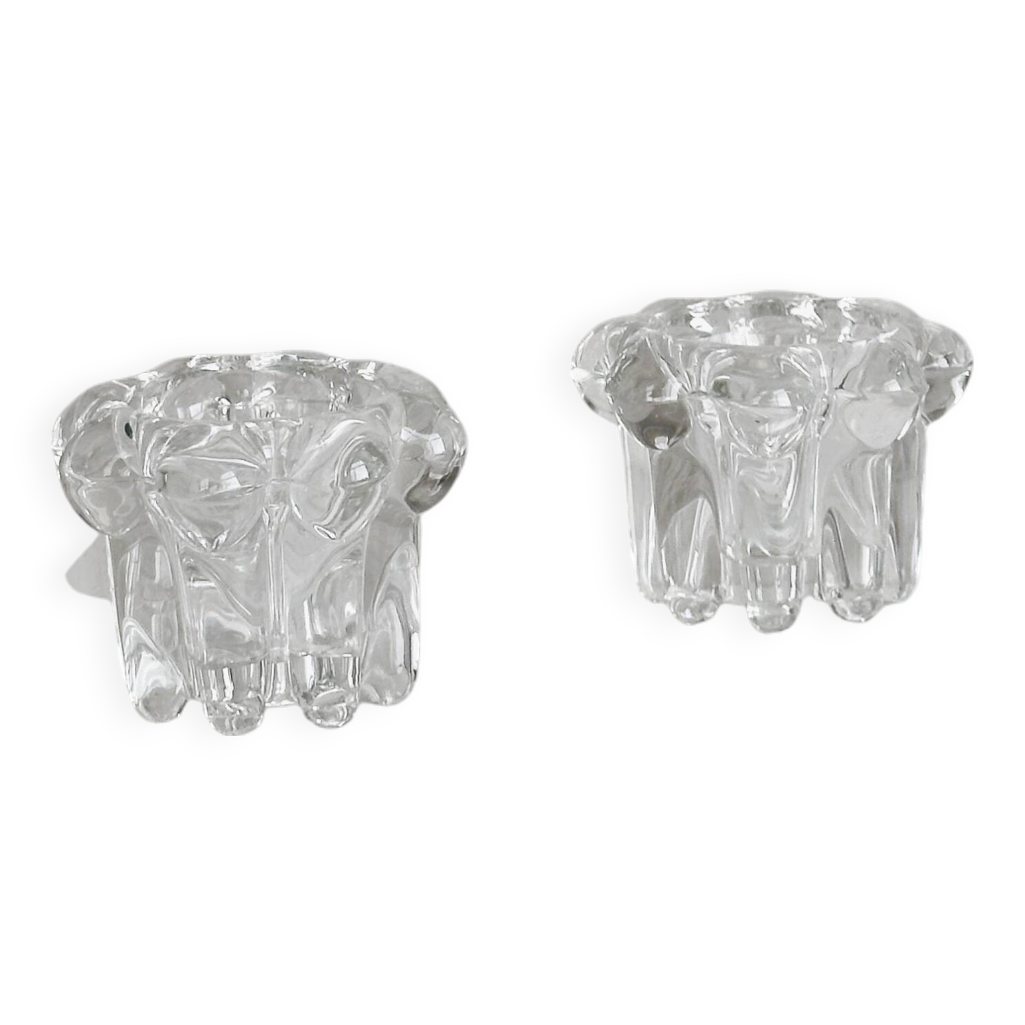 Duo of small crystal candlesticks