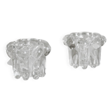 Duo of small crystal candlesticks