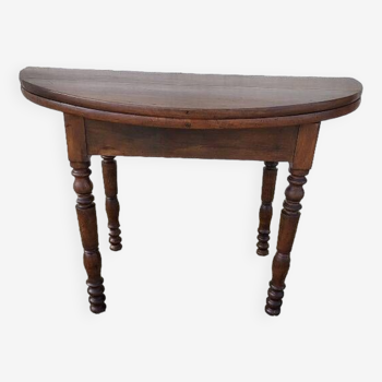Half moon table in solid walnut louis philippe from the 19th century