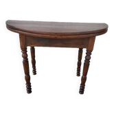 Table demi lune en noyer massif louis philippe du xix ème siecle
