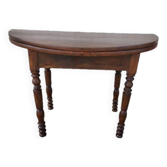 Half moon table in solid walnut louis philippe from the 19th century