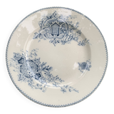 Assiette, plat en faïence, modèle "Cartouches", Sarreguemines, U&C