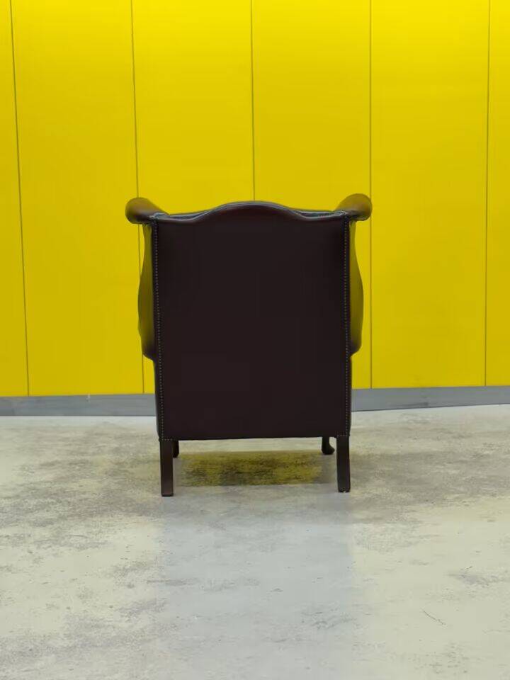 Burgundy leather chesterfield wing chair (Price is for one)